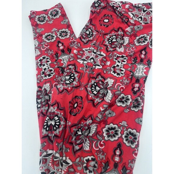 Womans Tall & Curvy LULAROE Leggings Graphic Red & Black Flowers Paisley T&C - Picture 1 of 1